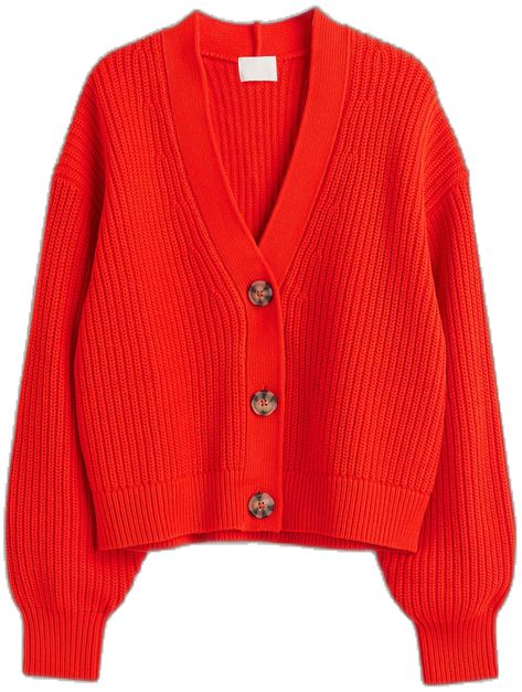 Rib Knit Cardigan, Spring Capsule Wardrobe, Fall Winter Wardrobe, Button Cardigan, Designer Jeans, Wide Sleeves, Knit Cotton, Fashion Company, Orange Red