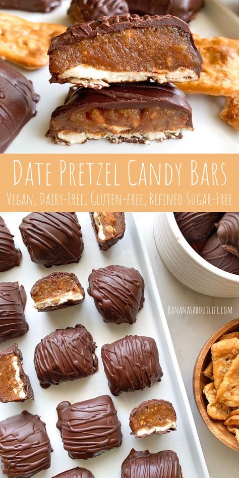 Bars With Dates, Date Candy, Pretzel Candy, Date Caramel, Healthy Candy, Lost 100 Pounds, Healthy Sweet Treats, Healthy Sweets Recipes, Candy Bars