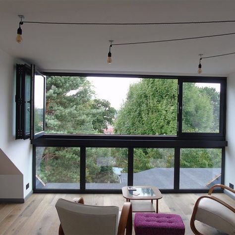 Alternative Glazing For Lofts · 1st Folding Sliding Doors Folding Sliding Doors, Dormer Loft Conversion, Loft Windows, Loft Conversion Ideas, Folding Windows, Loft Extension, Glass Balcony, Sliding Folding Doors, Balcony Window