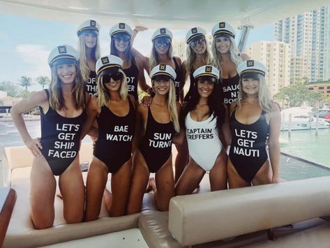 21 Best Bachelorette Swimsuits: Fun One-Piece + Bikinis for Bachelorettes Bride Bathing Suit, Bachelorette Party Planning, Bridal Bachelorette Party, Bachelorette Party Outfit, Bachelorette Party Games, Bridesmaid Party, On A Boat, Future Bride, Bachelorette Party Shirts