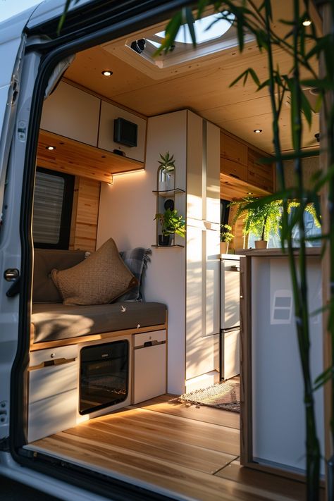 Van Life Work Space, Camp Van Interior, Van Life Ideas Diy Camper Conversion, Van Build Interior, Suburban Camper Conversion, Van Conversion Ikea, Sprinter Van Conversion Interiors, Sprinter Van Interior Ideas, Van Conversion Walls