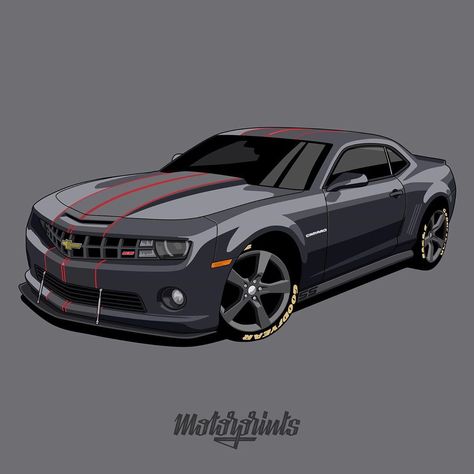 Chevrolet Camaro Drawing, Camaro Painting, Camaro Drawing, Chevrolet Camaro Art, Camaro Art, Chevy Stickers, Chevrolet Camaro 2014, Order Illustration, 2014 Camaro