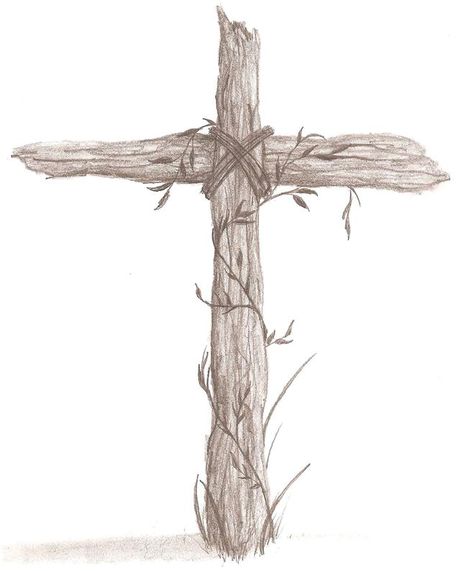 Rugged Cross Image, Wooden Cross Design, Old Rugged Cross Painting, Rugged Cross Drawing, Old Rugged Cross Art, Drawings Of The Cross, Drawing Of Cross, Cross Sketches Pencil, Wooden Cross Drawing