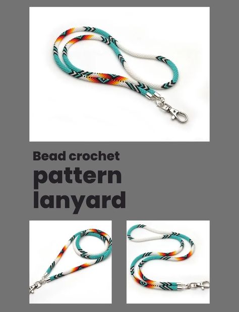 This is a listing for a pattern and NOT the finished piece. The pdf will be ready for download after payment received. This is a PDF PATTERN for crochet lanyard of Japanese seed beads size 11/0 of 6 stitches in the round.  I sell only pattern, not step-by-step tutorial! Skill Level: Intermediate (assuming a basic knowledge of bead crochet)If you are a beginner. And you were interested in bead crochet. Write me. I will send you links to TRAINING VIDEO. After purchase you will be able to download Bead Loom Lanyard, Beaded Lanyard Patterns, Seed Bead Crochet, Crochet Lanyard, Pattern For Crochet, Bead Rope, Beadwork Ideas, Loom Designs, Seed Bead Bracelet Patterns