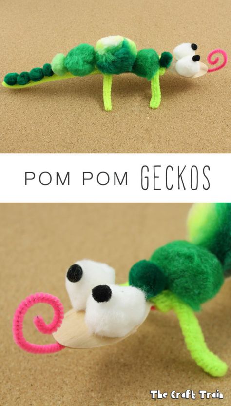 Chameleon Activities, Reptile Crafts, Bhagya Lakshmi, Cute Gecko, Animal Craft, Crafts For Teens To Make, Pom Pom Crafts, Animal Crafts For Kids, Crafts For Kids To Make