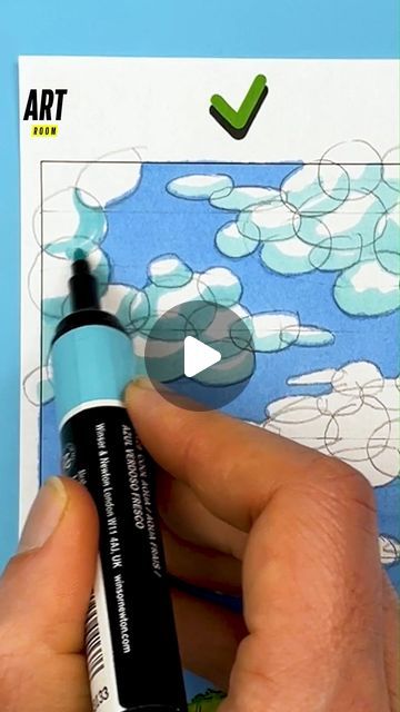 How To Make Cloud On Canvas, Clouds Perspective Drawing, How To Draw Clouds With Markers, Drawing Space Ideas, Cloud Illustration Drawing, How To Draw A Cloud, Coloring Clouds, Cloud Drawing Tutorial, Clouds Art Drawing