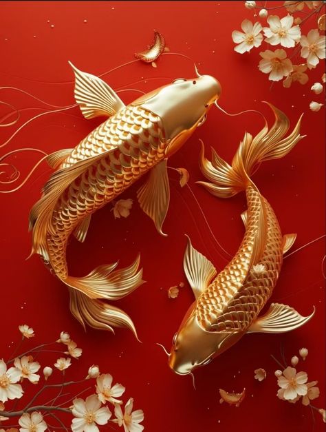 Lucky Aesthetic Wallpaper, Good Luck Wallpaper, Money Consciousness, Luck Wallpaper, Fish Wallpaper Iphone, Gold Images, Luck Symbols, Lucky Fish, Crafts By Season