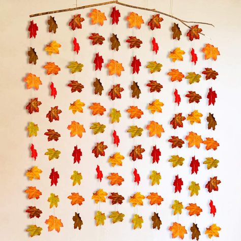 Fall Window Decorations, Fall Party Decorations, Fall Leaf Garland, Fall Garland, Wedding Wall, Hanging Garland, Fall Birthday, Party Backdrop, Leaf Garland