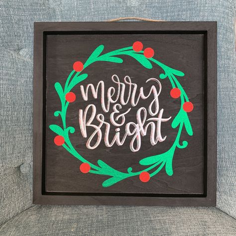 Merry And Bright Christmas Decor, Bright Christmas Decor, Merry And Bright Sign, Merry And Bright Christmas, Fall Pillow Cover, Christmas Crafts To Make, Bright Christmas, Wedding Greeting Cards, Fall Pillows