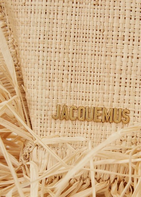 sand raffia cross-body bag 2 white leather top handles, adjustable shoulder strap, raffia trim [bag by Jacquemus] ~harveynichols.com Raffia Aesthetic, Jacquemus Accessories, Raffia Shoes, Golden Logo, Portfolio Ideas, Creative Marketing, Raffia Bag, Of Ideas, Leather Top