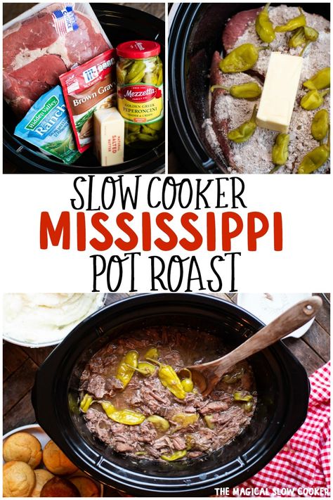 This unique recipe for Mississippi Pot Roast is full of flavor and the most tender roast you will ever try. - The Magical Slow Cooker #crockpot #slowcooker #mississippipotroast Slow Cooker Mississippi Pot Roast, Crockpot Roast Recipes, Magical Slow Cooker, Pot Roast Crock Pot Recipes, Mississippi Pot, The Magical Slow Cooker, Unique Recipe, Pepperocini Recipes, Mississippi Pot Roast