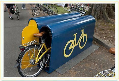 Bicycle lockers .... More of these everywhere please. For more great pics, follow bikeengines.com Bike Locker, Bike Shelter, Station Service, Bicycle Storage, Bicycle Rack, Bicycle Parking, I Want To Ride My Bicycle, Bike Shed, Beautiful Bike