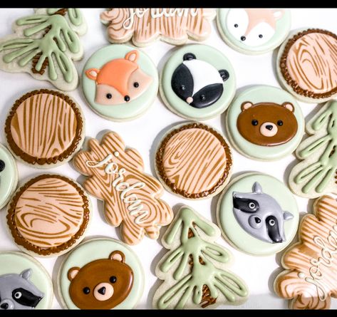 Woodland Creature Cookies, Woodland Cookies, Enchanted Forest Baby Shower, Cookie Tips, Cookie Baskets, Decorative Cookies, Cookie Cake Pie, Forest Baby Showers, Cutout Cookies