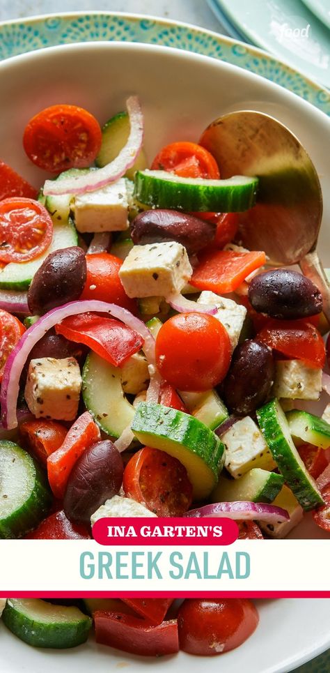 Ina Garten Greek Salad, Ina Garten Orzo Salad With Feta, Ina Garten Tomato Avocado Salad, Ina Garten Shrimp Orzo Salad, Greek Pasta Salad Natasha’s Kitchen, Loaded Potato, Greek Salad Recipes, Greek Salad, Salad Bar