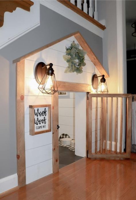 Dog House Ideas, Under Stairs Dog House, Pillows To Make, Dog Room Decor, Under Stair, Dog Bedroom, Indoor Dog House, Dream Life House, Soft Bed