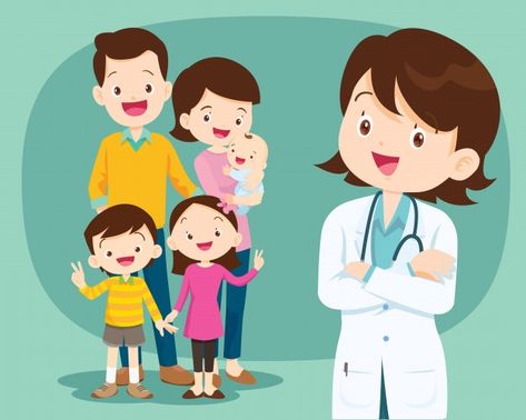 Smiling medical doctor and cute family | Premium Vector #Freepik #vector #kids #woman #medical #man Doctor For Kids, Smile Pictures, Buku Harry Potter, Baby Boy Scrapbook, Medical Doctor, Small Boy, Family Doctors, Easy Learning, Alphabet Activities