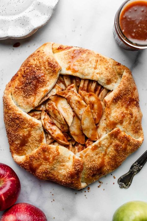 Impressive Fall Desserts, Easy Apple Galette Recipe, Apple Galette Recipe, Salted Caramel Apple Pie, Apple Galette, Galette Recipe, Sally's Baking, Fall Desserts Easy, Caramel Apple Pie