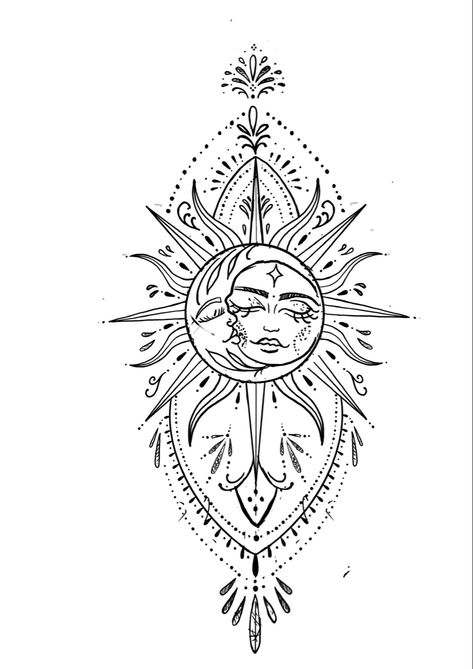 Women’s Tattoo Patch Sleeve, Sun Moon Mandala Tattoo, Aztec Moon Tattoo, Drawing Moon And Sun, Sun Moon Tattoo Design, Sleeve Gap Fillers Tattoo Ideas, Inside Forearm Tattoo Women, Hippy Tattoo, Mandala Sun Tattoo