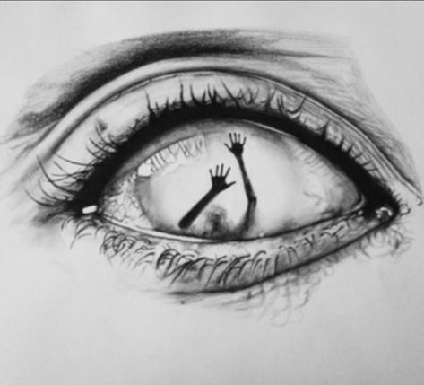 "Trapped" - Imgur Realistic Eye Drawing, Scary Drawings, Creepy Drawings, Meaningful Drawings, Deep Art, Dark Art Drawings, Desenho Tattoo, Arte Sketchbook, Art Drawings Sketches Creative