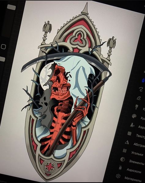 Neo Traditional Flame Tattoo, Black And Red Neo Traditional Tattoo, Neo Traditional Skeleton, Neo Traditional Art Sketches, Neo Traditional Halloween, Neo Trad Tattoo Design, Neo Traditional Art, Neo Tattoo, Traditional Tattoo Designs