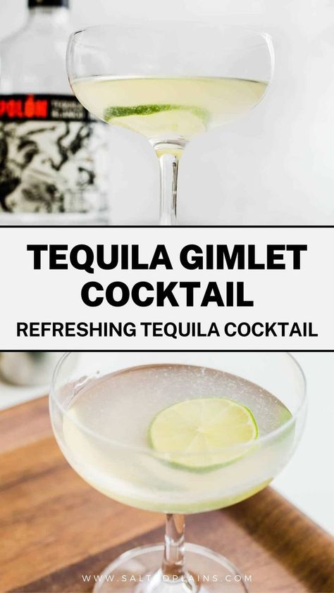 An easy twist on a classic, this Tequila Gimlet is one refreshing tequila cocktail. Made with fresh lime juice and agave nectar! A classic gimlet consists of gin (or vodka), lime juice or lime cordial, and simple syrup harkening back to the late 18th century by British sailors. Tequila, by contrast, adds a distinctive extra dimension to this variation on the classic cocktail. Tequila Tonic Cocktail, Gimlet Recipe, Gimlet Cocktail, Vodka Lime, Tequila Cocktail, Make Simple Syrup, Gimlet, Refreshing Summer Drinks, Cocktail Recipes Easy