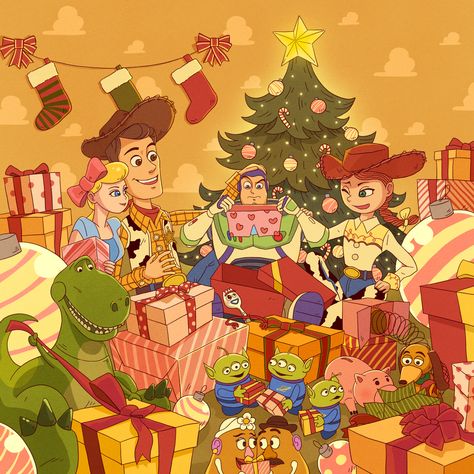 Toy Story Christmas Wallpaper, Pixar Christmas, Famous Illustrators, Toy Story Christmas, Christmas Toy Story, Holiday Cartoon, Jessie Toy Story, Merry Christmas Images, Jolly Holiday