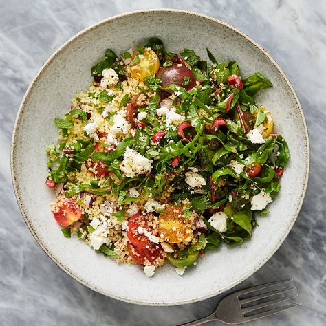 RiceSelect® | Light Tabbouleh With Couscous and Swiss Chard |… Vegetarian Couscous, Tabbouleh Recipe, Tabbouleh Salad, Homemade Dressing, Swiss Chard, Savory Recipes, Grape Tomatoes, Chard, Sweet And Salty