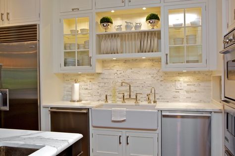 white kitchen cabinets with plate rack over the sink...perfect! Cabinet Above Sink, Kitchen Sink Remodel, Over Kitchen Sink, Above Kitchen Sink, Kitchen Sink Decor, Transitional Kitchen Design, Above Sink, Above Kitchen Cabinets, Over Sink