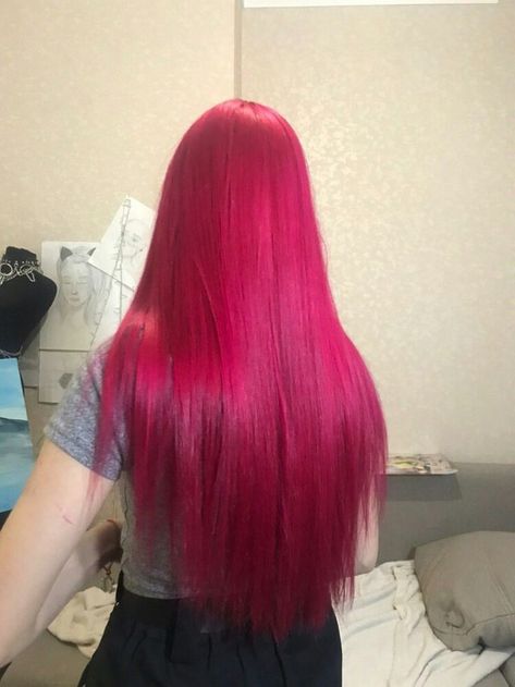 Dark Hot Pink Hair, Electric Pink Hair, Pink Hair Grunge, Pink Red Hair, Red Pink Hair, Dark Pink Hair, Bright Pink Hair, Magenta Hair, Hot Pink Hair