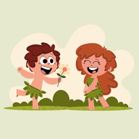 Adam And Eve Drawing, Adam And Eve Illustration, Eve Drawing, Eve Illustration, Drawing Kids, Love Illustration, Family Friend, Adam And Eve, Vector Hand