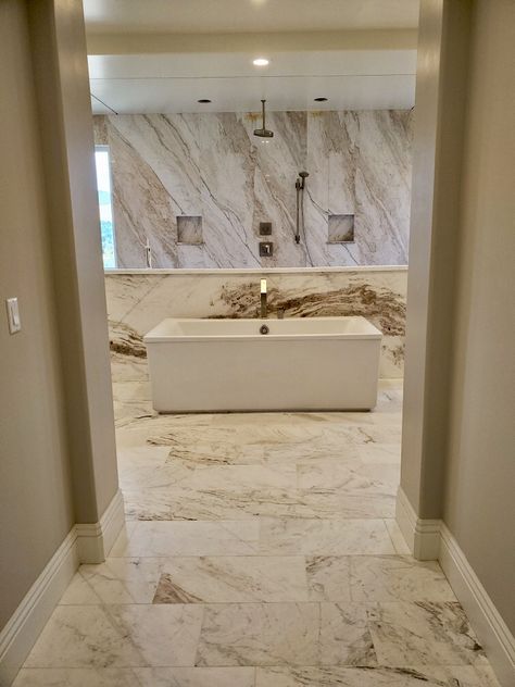 Calacatta Bathroom, Marble Calacatta, Warm Bathroom, Arizona Tile, Marble Slabs, Primary Bath, Bathroom Countertop, Marble Slab, Marble Bathroom