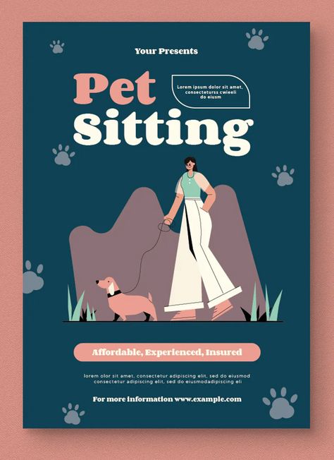 Pet Sitter Flyer, Pet Sitting Flyer Ideas, Pet Sitting Flyer, Dog Sitting Business, Pet Sitting Business, Dog Walking Business, Pet Services, Dog Cafe, Cat Sitter