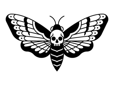 Deaths Head Hawk Moth by Matt Potts on Dribbble Tattoo Papillon, Traditional Tattoo Stencils, Moth Drawing, Moth Tattoo Design, Hawk Tattoo, Deaths Head, Insect Tattoo, Flash Tattoo Designs, Tattoos Geometric