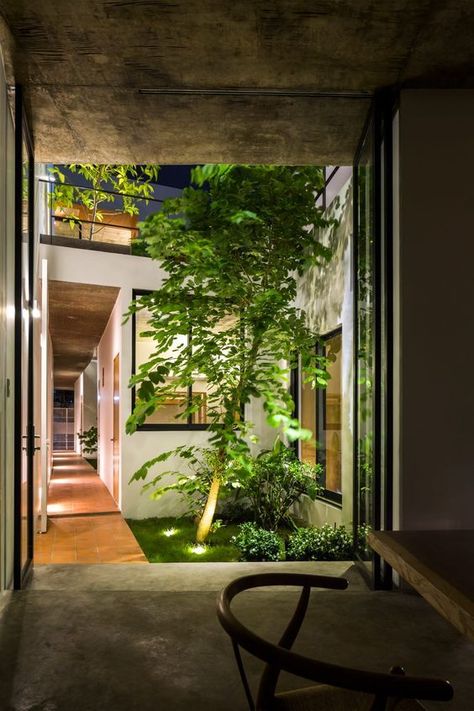 Terrace Houses, Interior Courtyard, Indoor Courtyard, Pocket Garden, Internal Courtyard, Narrow House, Concrete House, Patio Interior, Courtyard House