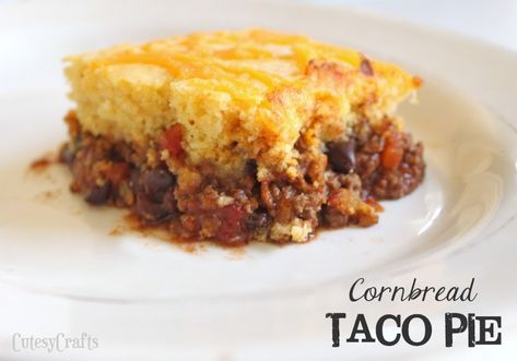 Kitchen Crafts - Cornbread Taco Pie - Cutesy Crafts Cornbread Pie, Cornbread Taco, Taco Pie Recipes, Taco Pie, Kitchen Crafts, Mexican Dishes, Pie Recipe, Main Dish Recipes, Casserole Recipes