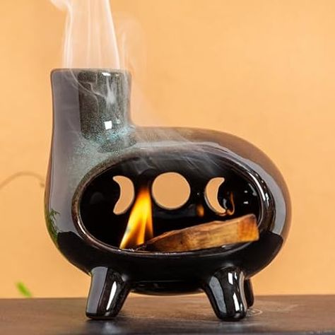 Amazon.com: MOUGIGI Palo Santo Holder with Chiminea Function, Modern Ceramic Incense Burner for Wood Sticks and Cones - Spiritual, Sage Smudge Bowl for Yoga and Meditation Classes : Home & Kitchen Chimney Incense Burner, Pottery Incense Holder Handmade Ceramic, Ghost Incense Burner, Handmade Ceramic Incense Holder, Ceramic Incense Holder Ideas, Pottery Gift Ideas Diy, Clay Incense Stick Holder, Clay Ideas Incense Holder, Ceramic Oil Burner Handmade Pottery