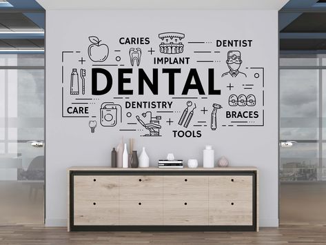 Wallpaper For Dental Clinic, Dental Clinic Partition Design, Dental Clinic Wall Art, Dentist Interior Design, Small Dental Clinic Interior Design, Dental Decor, Dentist Ideas, Glass Film Design, Dental Wall Art