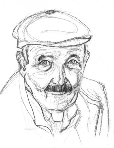 <p>April 18, 2020. Old man sketch. Line drawing. Mechanical pencil. Photo reference: Bahram Bayat.</p> Old Man Face Sketch, Pencil Portrait Drawing Sketches, Old Man Drawing Reference, How To Draw Old People, Old Man Portrait Drawing, Old Man Face Drawing, Old Men Drawing, Old People Art, Old Person Drawing