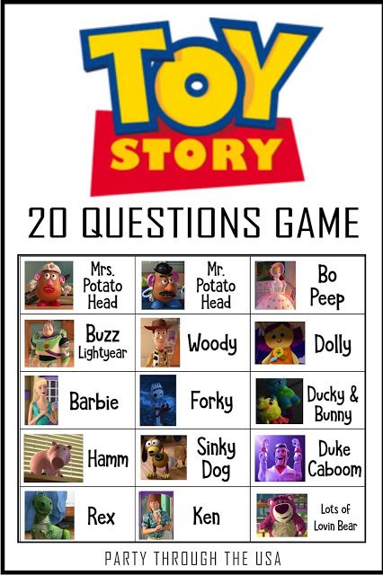 Toy Story 20 Questions game to celebrate the opening of Toy Story 4 in movie theaters this month.  Print, play, and store in an Altoid tin. Toy Story Birthday Games, Toy Story Games, 20 Questions Game, Jesse Toy Story, Toy Story Game, Toy Story Party Food, Toy Story Printables, Disney Night, Toy Story Party Decorations