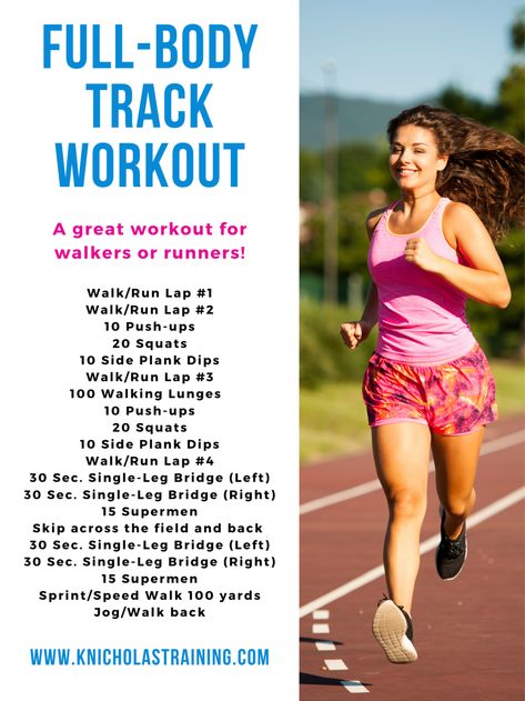 20-Minute Track Workout for Runners and Walkers Track Exercises Workout Routines, Indoor Track Workout Gym, Track Interval Workout, Running Track Workouts, Outdoor Track Workout, Run Workout Outdoor, Park Workout Ideas, Outdoor Workout Ideas, Workout For Track Runners