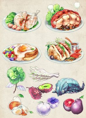 Fantasy Food Concept Art, Fantasy Food Art, Alien Food, Magic Food, Monster Food, Fantasy Food, Studying Food, Foodie Art, Food Artwork