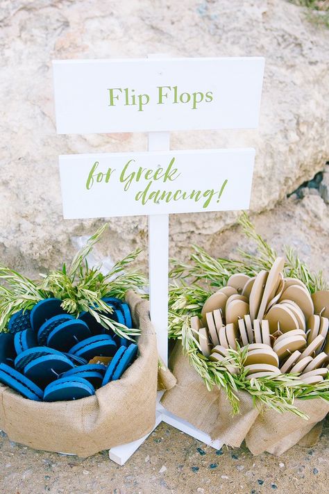 Greek Wedding Theme, Mamma Mia Wedding, Rhodes Wedding, Greek Dancing, My Big Fat Greek Wedding, Greek Islands Wedding, Olive Wedding, Wedding Flip Flops, Mediterranean Wedding