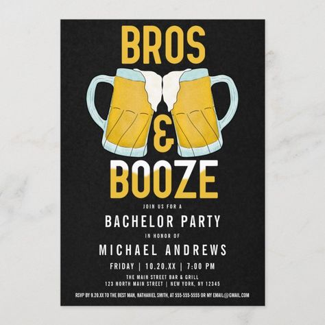 Bros and Booze Manly Beer Stein Bachelor Party Invitation - Bachelor Party gifts Mens Bachelor Party, Bachelor Ideas, Glasses Clinking, Beer Party Theme, Bachelor Party Invitations, Bachelorette Bachelor Party, Birthday 30, Bachelor Party Gifts, Parties Ideas