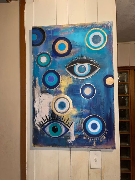 #evileyeart #acrylicpaintart #artist #texturedart Evil Eye Painting, Cactus Paintings, Evil Eye Art, Painting Shower, Abstract Art Painting Techniques, Painting Canvases, Eye Painting, Evil Eyes, Canvas Ideas