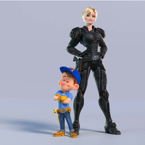 *FIX-IT-FELIX & SERGEANT TAMORA CALHOUN ~ Wreck-it-Ralph, 2012 Felix And Calhoun, Short Bf Tall Gf, Sergeant Calhoun, Ami Thompson, Wreck It Ralph Costume, Cory Loftis, Fix It Felix Jr, Vanellope Y Ralph, Ralph Breaks The Internet