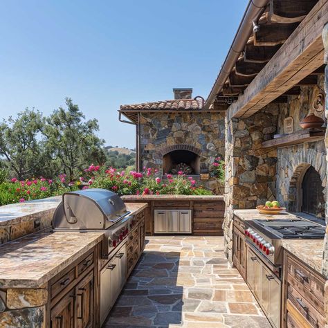 10+ Rustic Stone BBQ Area Ideas for Outdoor Enthusiasts • 333+ Inspiring Lifestyle Ideas Stone Bbq Area, Bbq Area Ideas, Stone Outdoor Kitchen, Stone Barbecue, Pizza Oven Outdoor Kitchen, Stone Bbq, Rustic Outdoor Kitchens, Inspiring Lifestyle, Outdoor Bbq Area