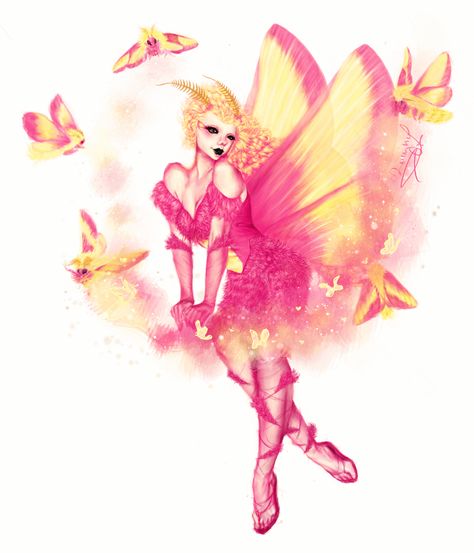 💕;; Rosy Maple Fairy! @lucy4u Rosy Maple Moth Oc, Yellow Goth Outfit, Rosy Maple Moth Costume, Yellow Fairy, Moth Fairy, Faerie Tattoo, Skater Boi, Rosy Maple Moth, Sitting Pose Reference