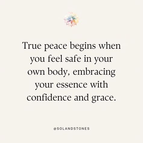 True peace begins when you feel safe in your own body, embracing your essence with confidence and grace. 🌟 Your body is your sanctuary, a place where strength, resilience, and serenity converge. Embrace the journey of self-love and inner peace, and unlock the power to live fully, authentically, and fearlessly. 💫 #BodyPositivity #SelfLove #InnerPeace #Mindfulness #EmbraceYourBody #SelfCare #WellnessJourney #LoveYourself #BodyConfidence #HolisticHealth #BeYou #HealingJourney #InnerStrength #L... Embrace The Journey, Body Confidence, Feel Safe, Healing Journey, Body And Soul, Inner Strength, Holistic Health, Our Body, Inner Peace