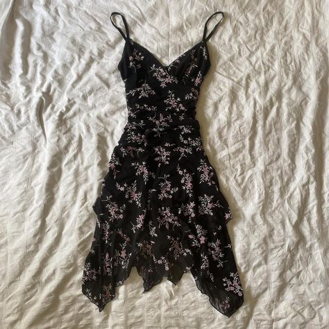 00s Jane. Norman dress Mesh overlay and hanky hem... - Depop Hanky Hem Dress, Jane Norman Dress, Dark Sundress, Grunge Sundress, 00s Dresses, Mha Outfits, 00s Dress, Grunge Dresses, Rose Blood