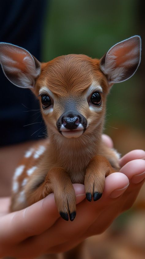 Cute baby deer fawn in the palm of your hand Nature And Animals, Deer Baby, Cute Deer, Cute Animals Baby, Adorable Animals, Baby Monkeys, Deer And Fawn, Baby Deer Aesthetic, Cute Baby Deer Art